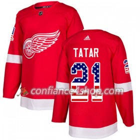 Adidas Maillot de Hockey Detroit Red Wings Tomas Tatar 21 2017-2018 Rouge USA Flag Fashion Authentic - Homme